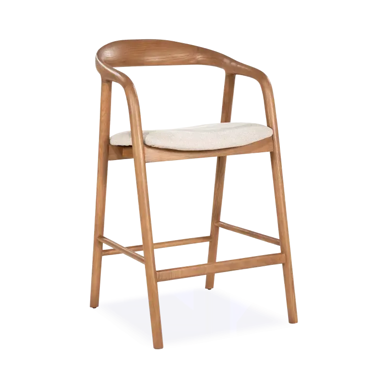 Barstoel Rayven - zithoogte 65 cm - Essenhout Lichtbruin