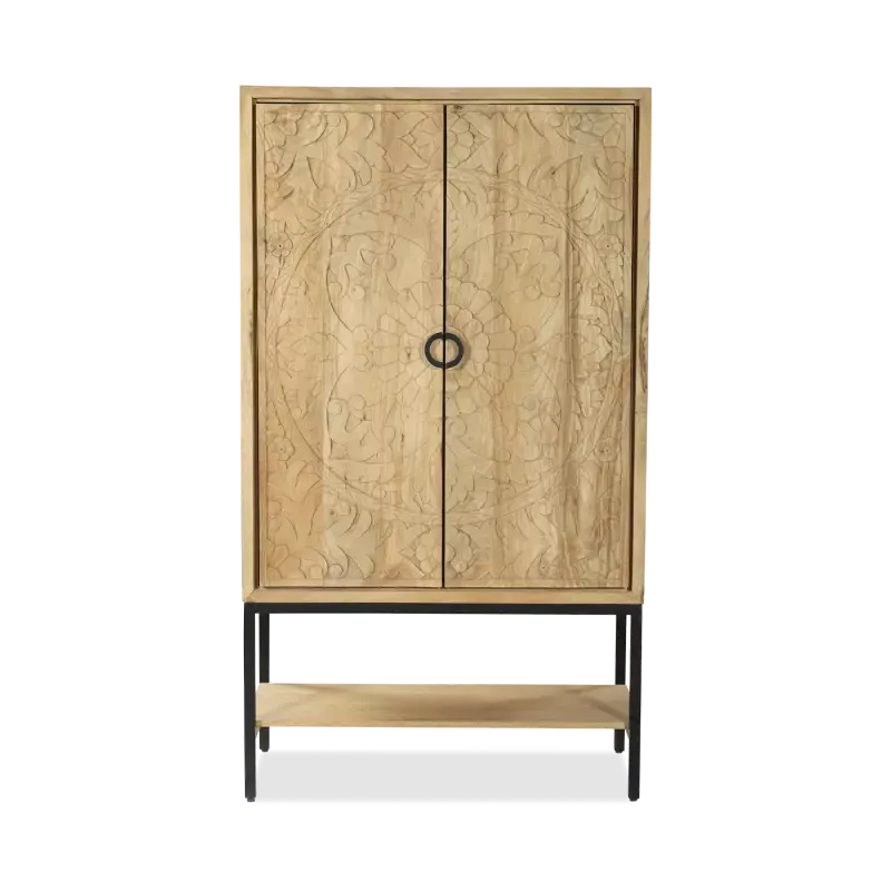 Opbergkast Belleville - 90 cm - 2 deuren - Mangohout Loom Naturel