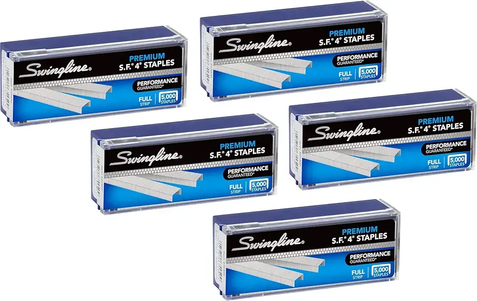 Swingline Staples, 5 Pack, S.F. 4, Premium, 1/4" Length, 210/Strip, 5000/Box (35481)