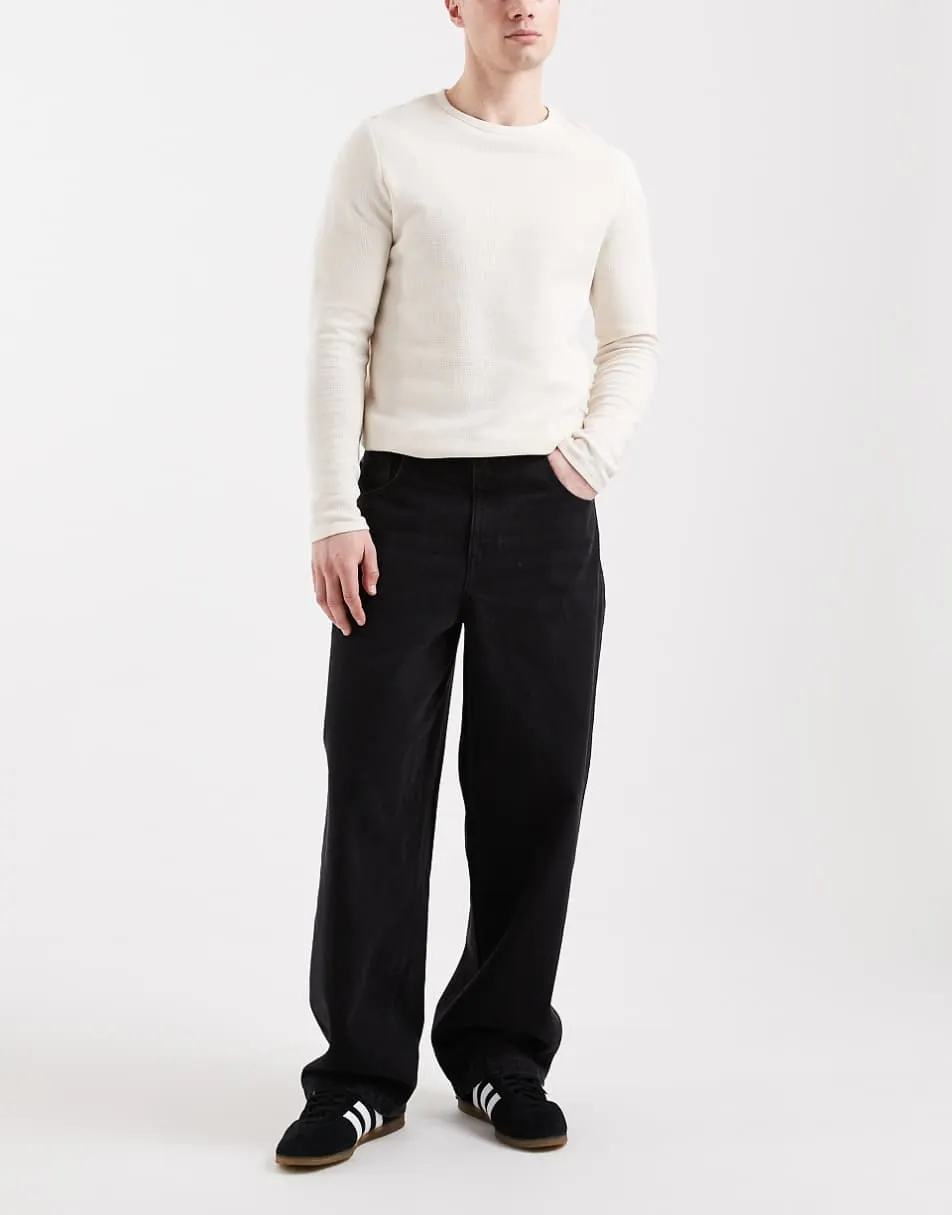 ASOS DESIGN loose straight jeans in washed black