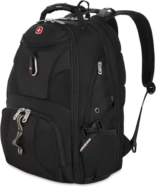 SWISSGEAR 1900 ScanSmart Laptop Backpack, Fits Most 17-Inch Laptops, TSA-Friendly Lay-Flat Design, RFID Protection, and Tablet Pocket, Black, 31L, 18.5-Inch