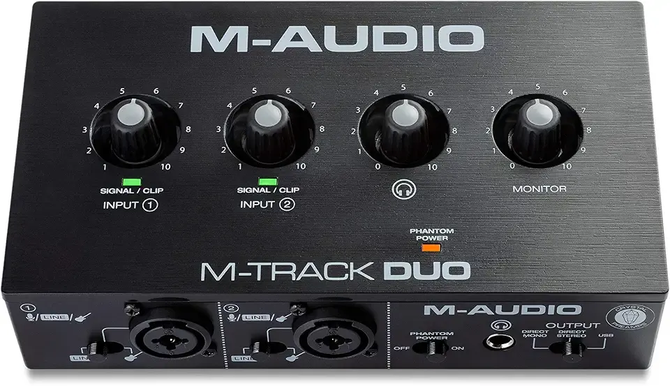 M-AUDIO M-Track Duo USB Audio Interface for Recording, Streaming and Podcasting with Dual XLR, Line and DI Inputs, plus a Software Suite Included