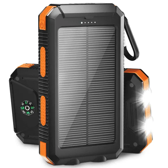 Best seller Solpowben 20000mAh Solar Power Bank Compatitble for iphone Portable Solar Power Bank with Dual 5V USB Ports 2 Flashlight Compass Battery Pack for Outdoor Camping Hiking(Orange) $16.19 Was $35.99