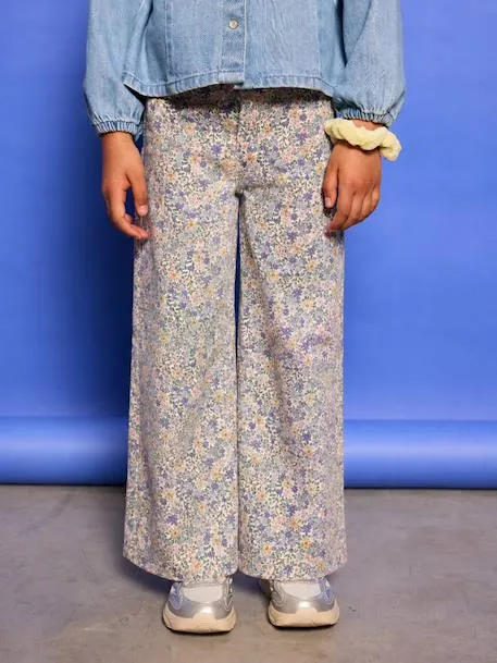 Pantalon large fille - lilas