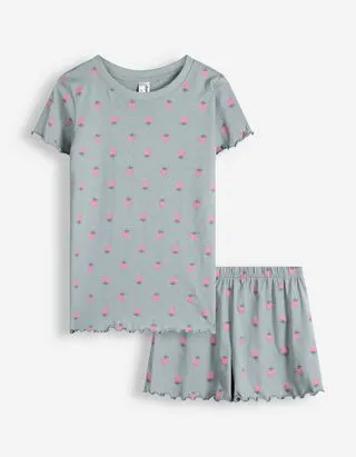 Pigiama completo (maglia + shorts) - Motivo allover - celeste