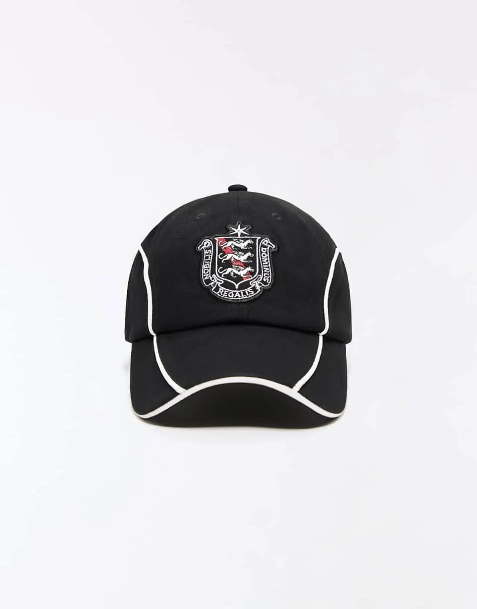 Bershka Embroidered cap in black