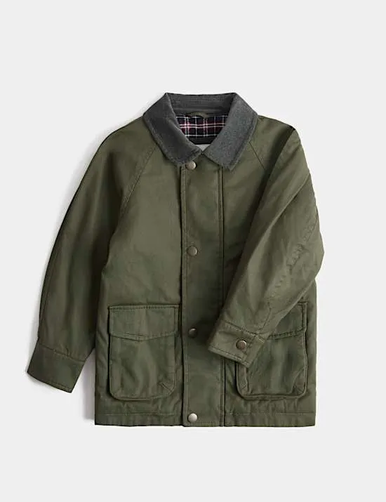 Wachsjacke aus reiner Baumwolle mit Kordkragen