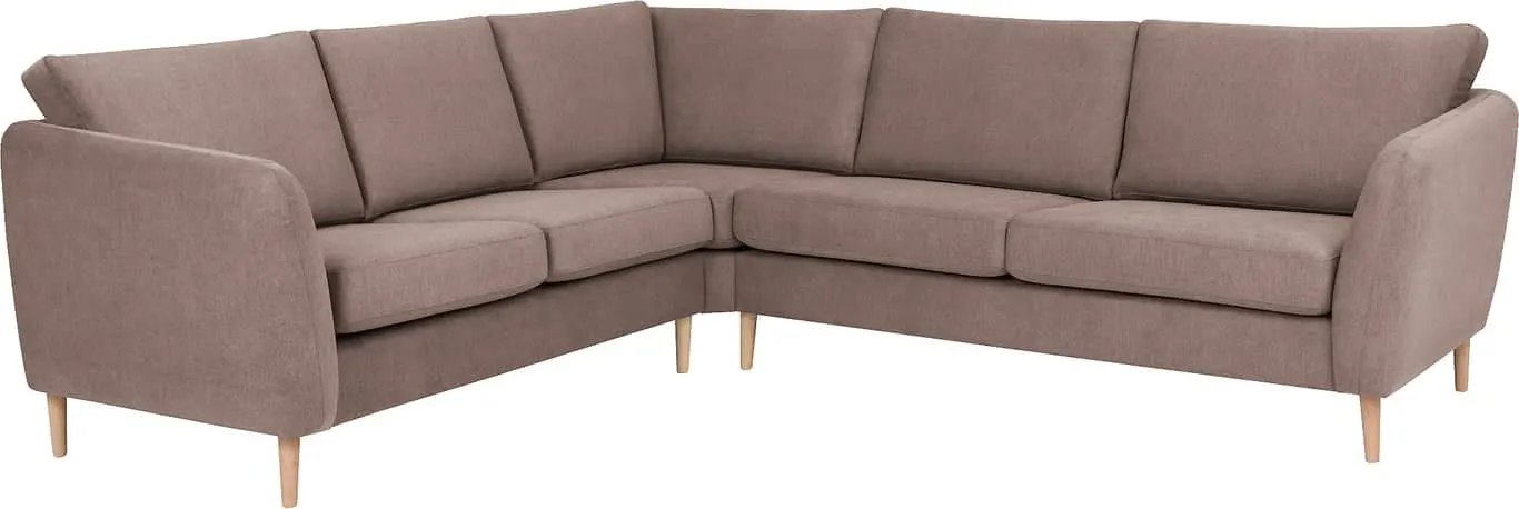 Sone høy hjørnesofa Modulsofa. 2 seter + hjørne + 2,5 seter i stoff 314/Mine medium brown med armlene W2