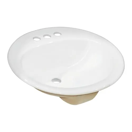 Round Drop-In Bathroom Sink in White