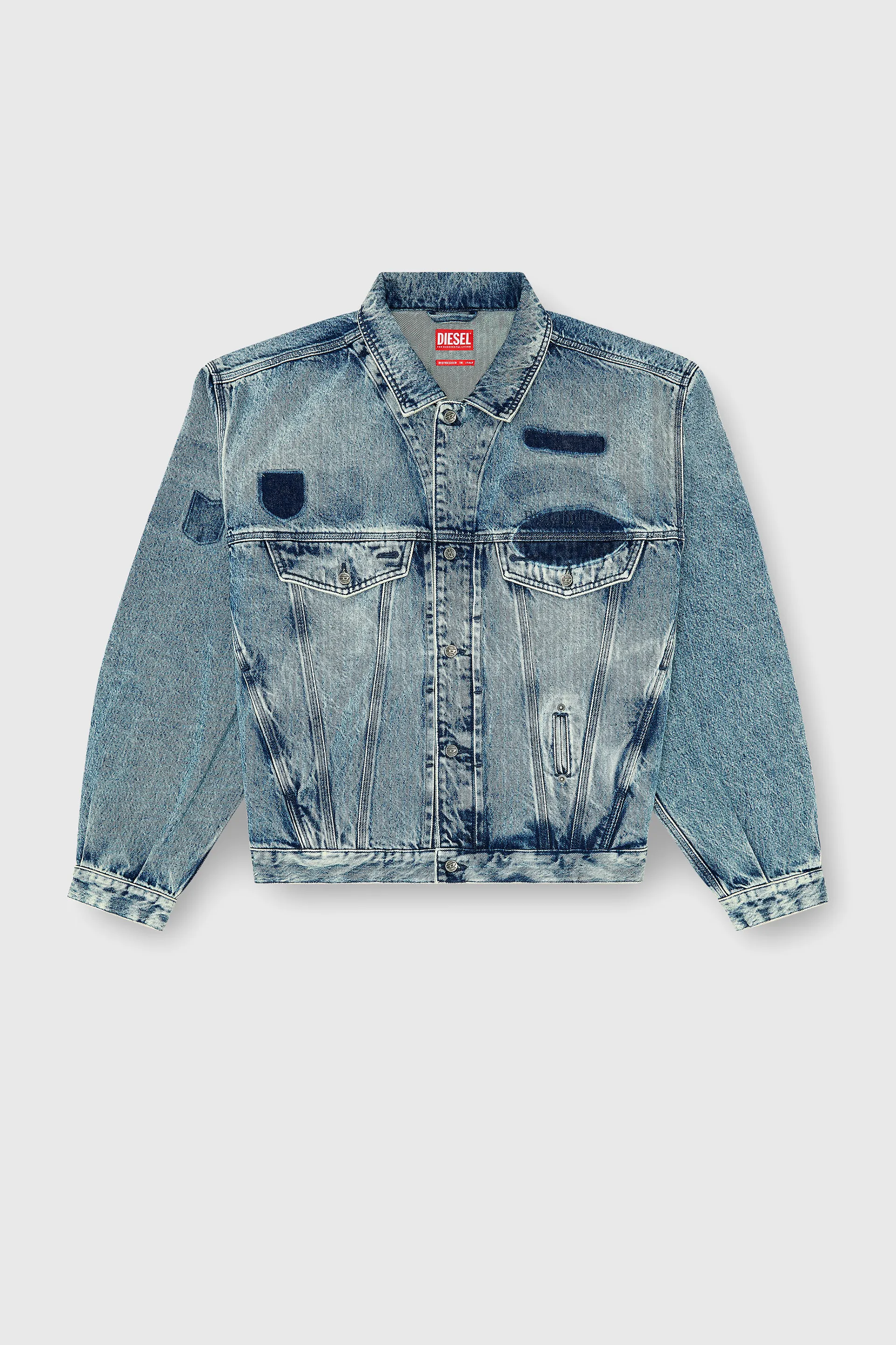 Trucker jacket with patch effects