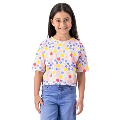 Playera Fantastic Niña Tipo Crop Diseño Frutas