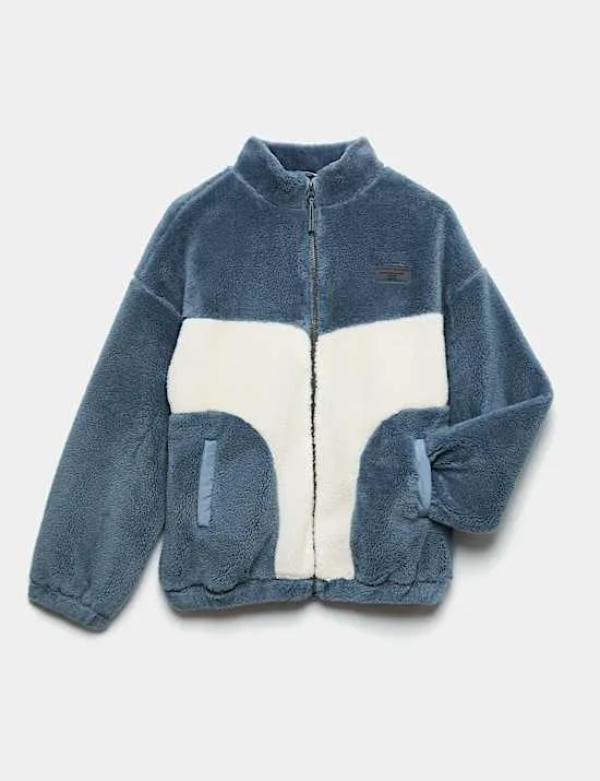 Jacke aus Teddy-Fleece mit Blockfarben (6–16 J.)
