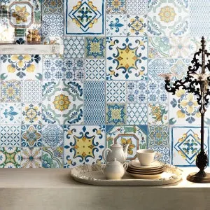 Piastrella da rivestimento interno in ceramica 25 x 60 cm smaltato multicolore lucido Weiss Decoro Sp. 8 mm 1.5 mq