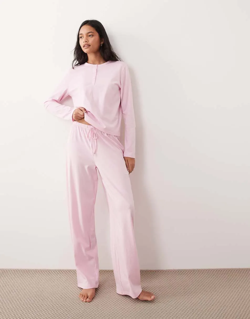 ASOS DESIGN mix & match cotton pyjama trouser in candy pink