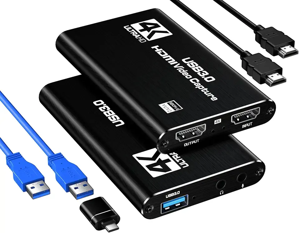 HDMI Capture Card, USB 3.0 1080P 60FPS Video Capture Card with HDMI Loop-Out & Mic Input, Low Latency Game Capture for Streaming, Compatible with PS5/PS4/Xbox/Switch/Camera, OBS Windows Mac