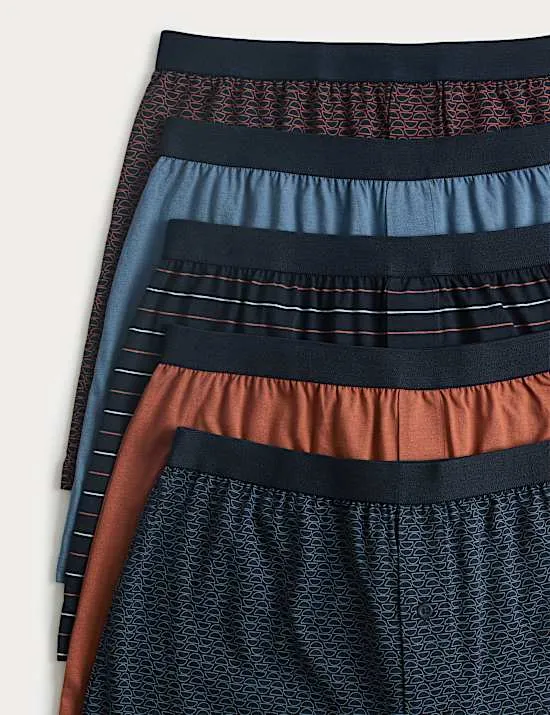 5er-Pack gestreifte Boxershorts aus reiner Baumwolle
