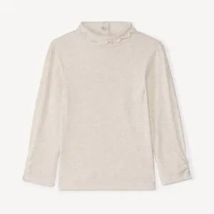 Sous-pull côtelé et scintillant à col roulé pour bébé fille