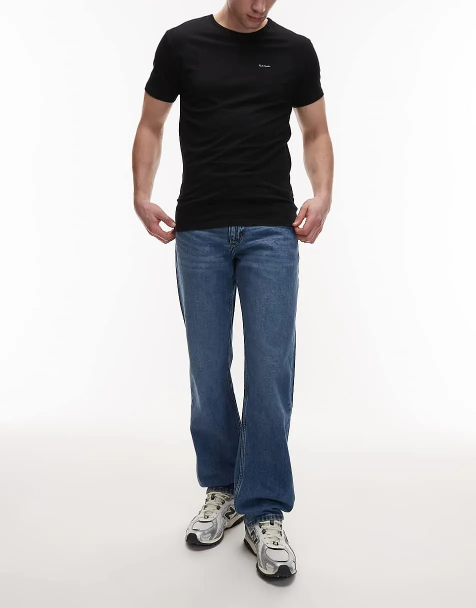 Lee wide leg jeans in washed mid blue