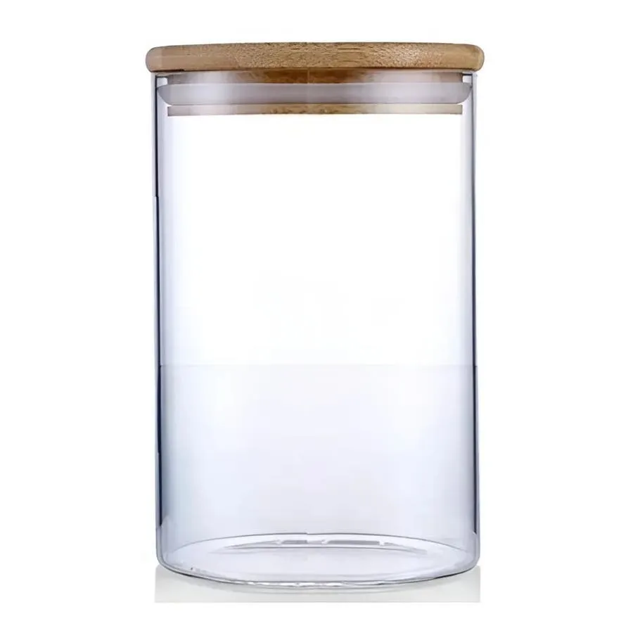 Frasco de Vidrio Otten SY-R8515 700 ml Tapa Bambú 8.5x15 cm