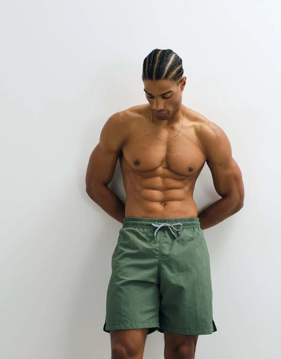 Mango boxer swim shorts in green