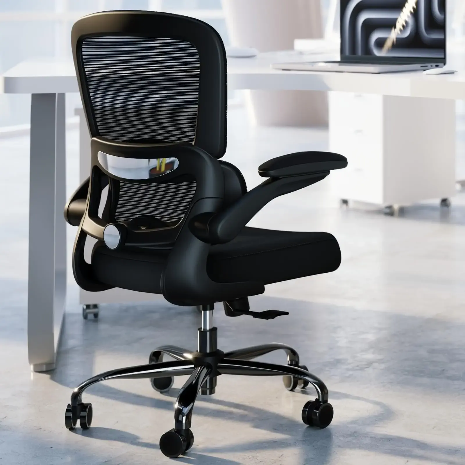 TRALT Office Chair - Ergonomic Desk Chair with Adjustable Lumbar Support, Mesh Computer Chair, Executive Chairs for Home Office Comfortable Lumbar Support (Black)
