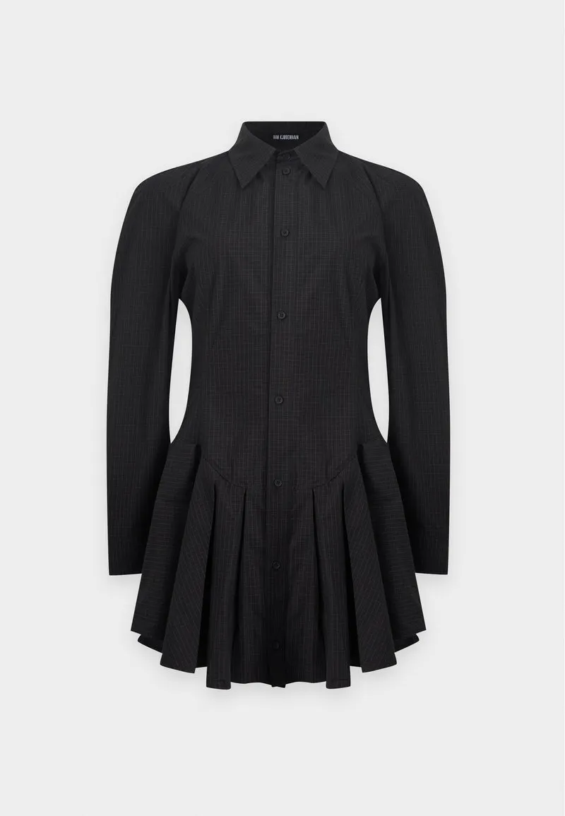 CHECKED PLEATED DRESS - Skjortekjole - midnight navy