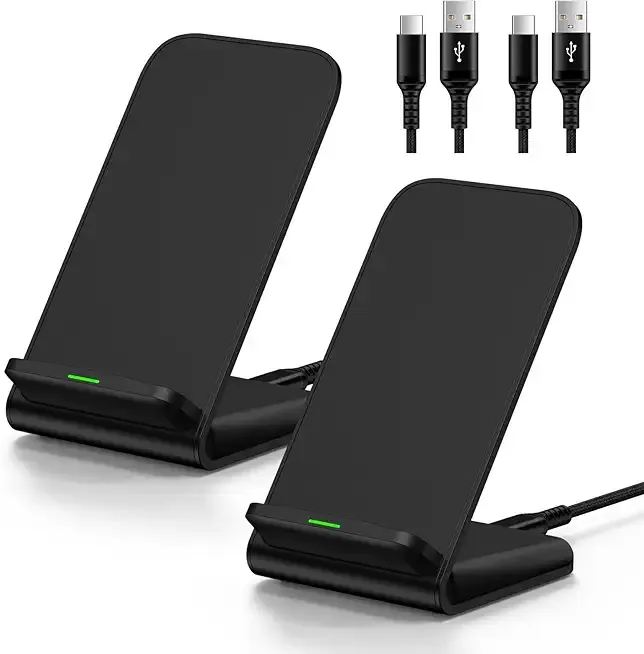Samsung Galaxy S25 Ultra Wireless Charger Stand for Galaxy S25 Edge S24 S23 S22 S21 S20 S10,15W 2Pack Phone Charger Wireless Android Charging Station for Google Pixel 10 9 8 7 Pro,iPhone 17 16 15 14