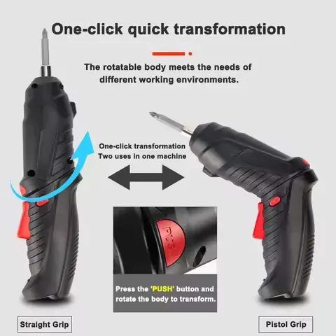 Electric Screwdriver Set 3.6V Cordless Rechargeable Power Tool with 1800mAh Battery for Home DIY Furniture Assembly Maintenance