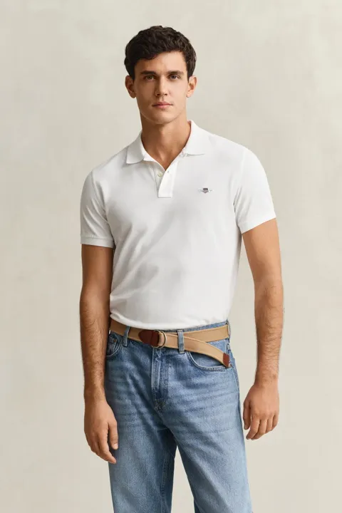 Klassisk piquéskjorte i slim fit