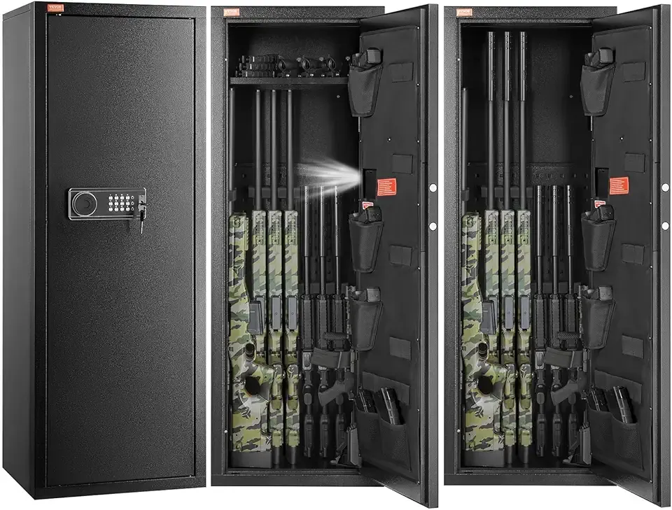 VEVOR Gun Safe, 8-10 Rifle Safes with Quick Access Digital Keypad, Anti-Theft Design Locking Gun Cabinet, Easy to Install, Tall Home Security Safe with Removable Shelf for Rifles Shotguns Pistols