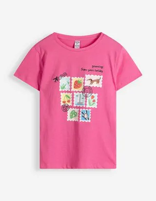 T-shirt - Stampa frontale - Rosa