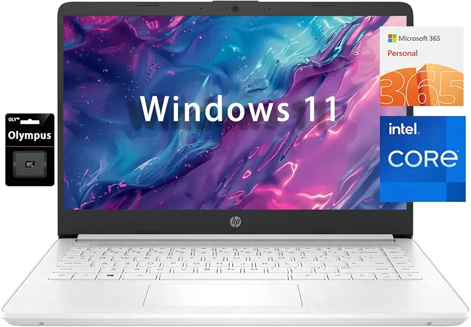 HP 14" HD Student Business Laptop, Intel Quad-Core N4120, 16GB RAM, 384GB Storage, (128GB eMMC+256GB SD Card), 1 Year Office 365, Slim Design, Webcam, HDMI, Bluetooth, WiFi, Win 11 S, Silver