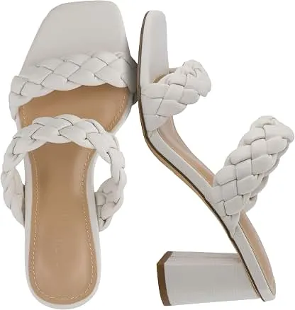 CUSHIONAIRE Irine Chunky Heels for Women, Braided Bl…