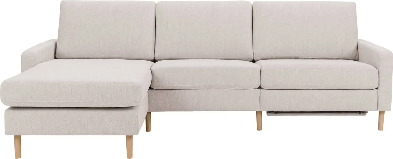 Sone høy 3 seter med sjeselong Modulsofa. Sjeselong + 1 seter + elektrisk recliner, stoff 321/11 Alpine beige