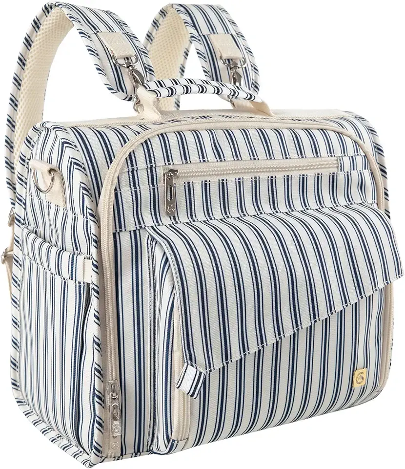 ALLCAMP Diaper Backpack, Waterproof Large Capacity Baby Bag, Multi-Function Nappy Bag with Stroller Hooks, Convertible Tote