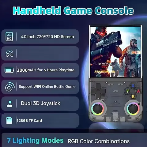 R36 Ultra Pocket Handheld Gaming Hardware, WIFI Supported, 4 Inch IPS Display, Open‑Source Retro Portable Game Device