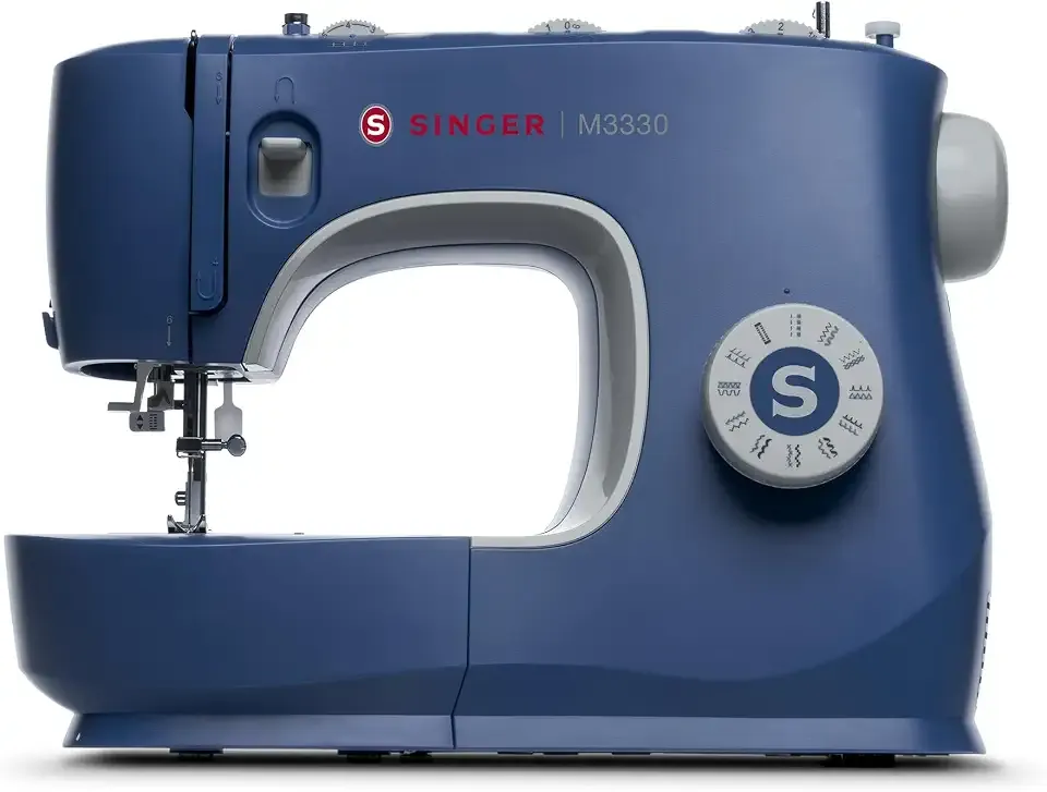 SINGER® M3330 Navy Blue Sewing Machine with Accessories, beginner-friendly | 23 stitches deliver 97 applications, 1-step buttonhole, free arm, decorative stitches, for crafts, garments, home décor