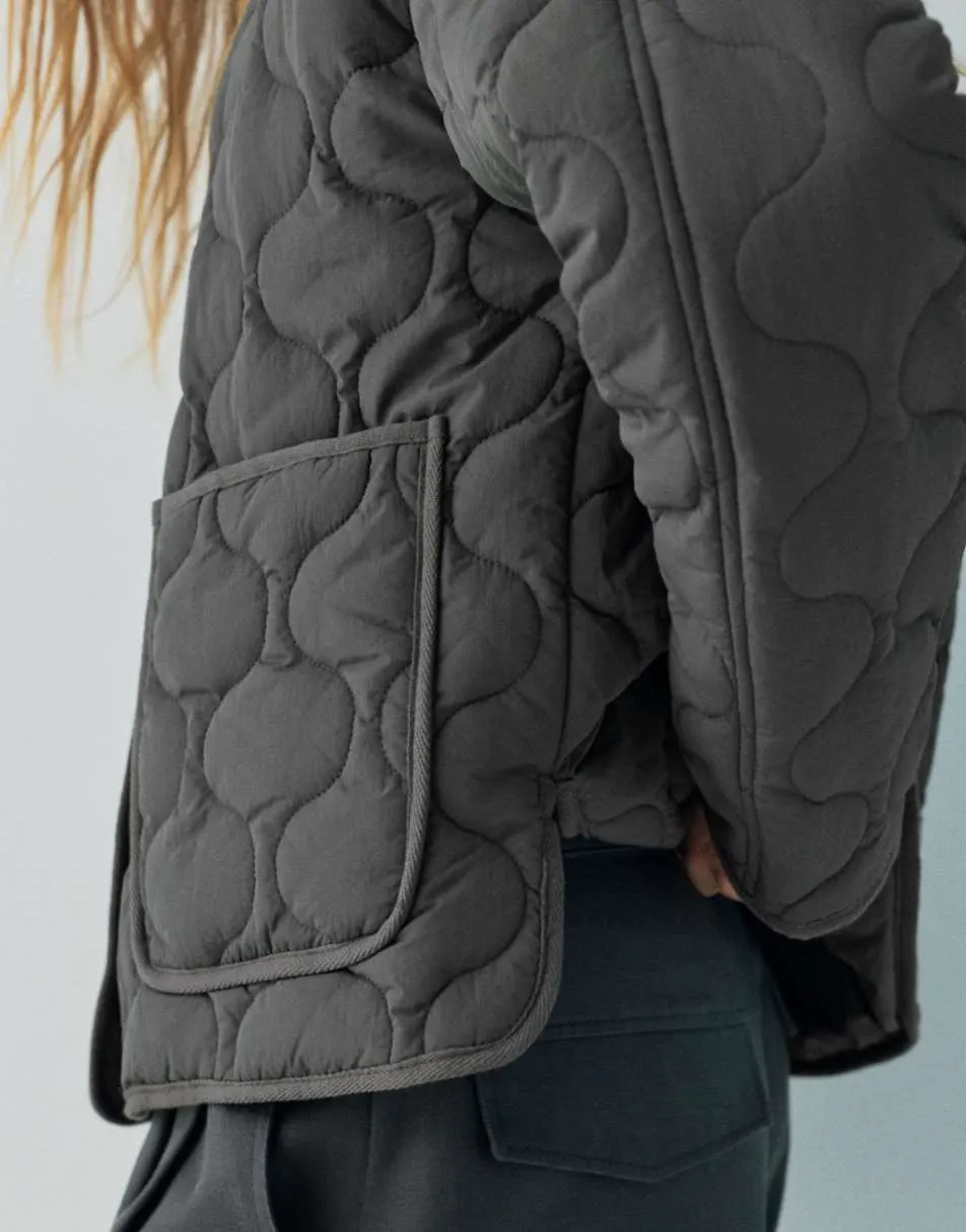 Pull&Bear Lightweight padded jacket in grey