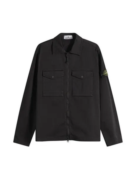1200010 Organic Cotton Satin Zip Shirt Jacket Black