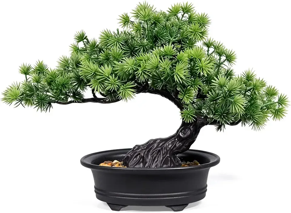 Artificial Bonsai Tree, 9.5" Faux Plant for Desk Shelf Office Home Decor