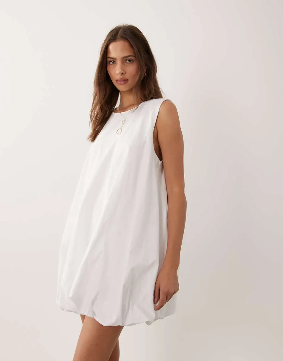 ASOS DESIGN bubble hem mini dress in white