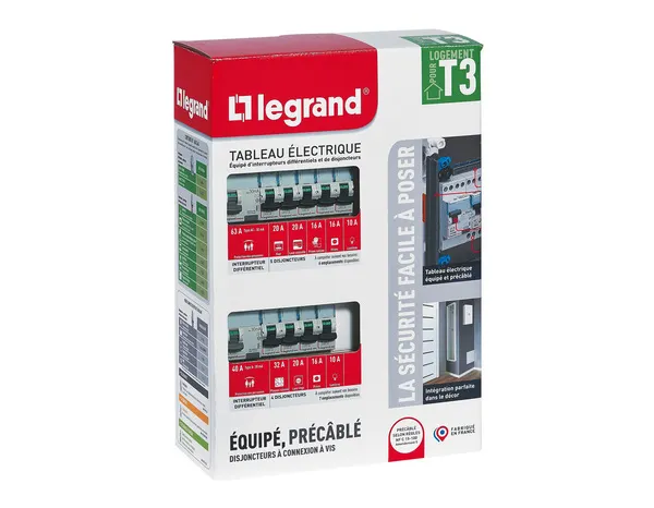 Tableau monté câblé 2 rangées 26 modules T3 - Legrand