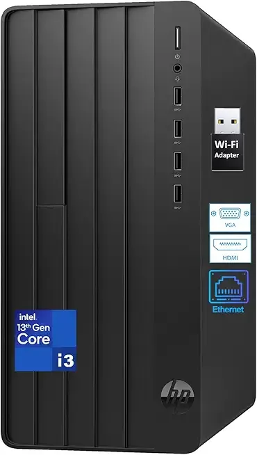 HP Desktop Computer Business Tower PC, 13th Gen Intel 4-Core Processor, 32GB DDR4 RAM, 1TB PCIe SSD, USB WiFi Adapter, RJ-45, HDMI, VGA, Keyboard and Mouse, Windows 11 Home