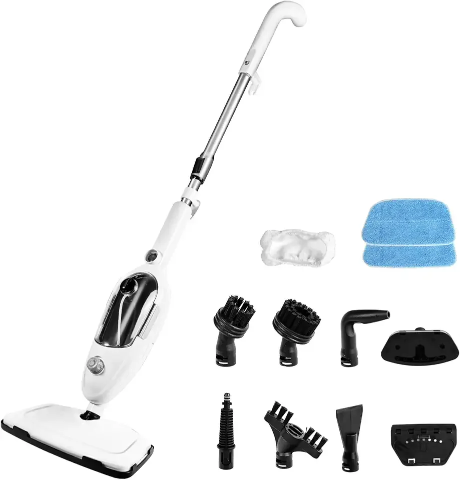 Steam Mop Cleaner 10-in-1 with Convenient Detachable Handheld Unit, Laminate/Hardwood/Tiles/Carpet Kitchen - Garment - Clothes - Pet Friendly Steamer Whole House Multipurpose Use