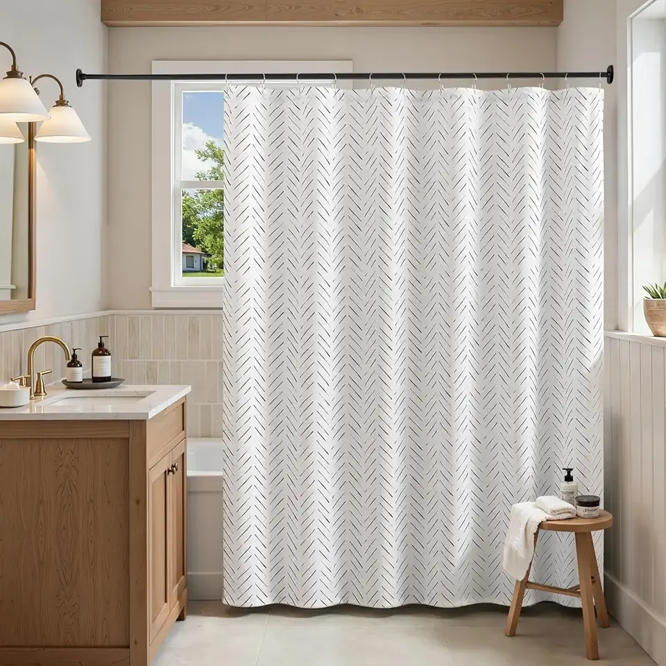 jinchan Black and White Shower Curtain Inky Moss Black Herringbone Chevron Zig Zag Waterproof Fabric Modern Farmhouse Shower Curtains for Bathroom with 12 Hooks 70x72 Inches