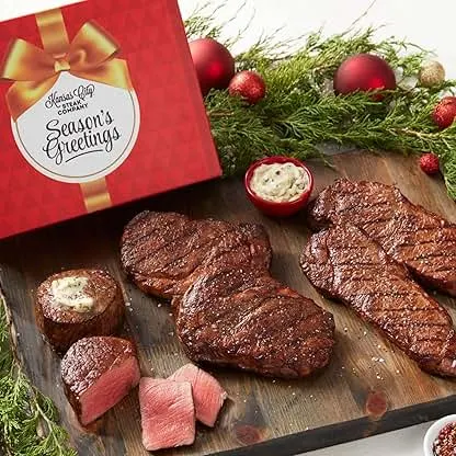 Holiday Steak Gift Box Sampler with Super Trimmed™ Filet Mignon Steaks, Kansas City Strip Steaks, and Ribeye Steaks from the Kansas City Steak Company | Cooking Instructions Included Holiday Steak Gift Box Sampler with Super Trimmed™ Filet Mi…