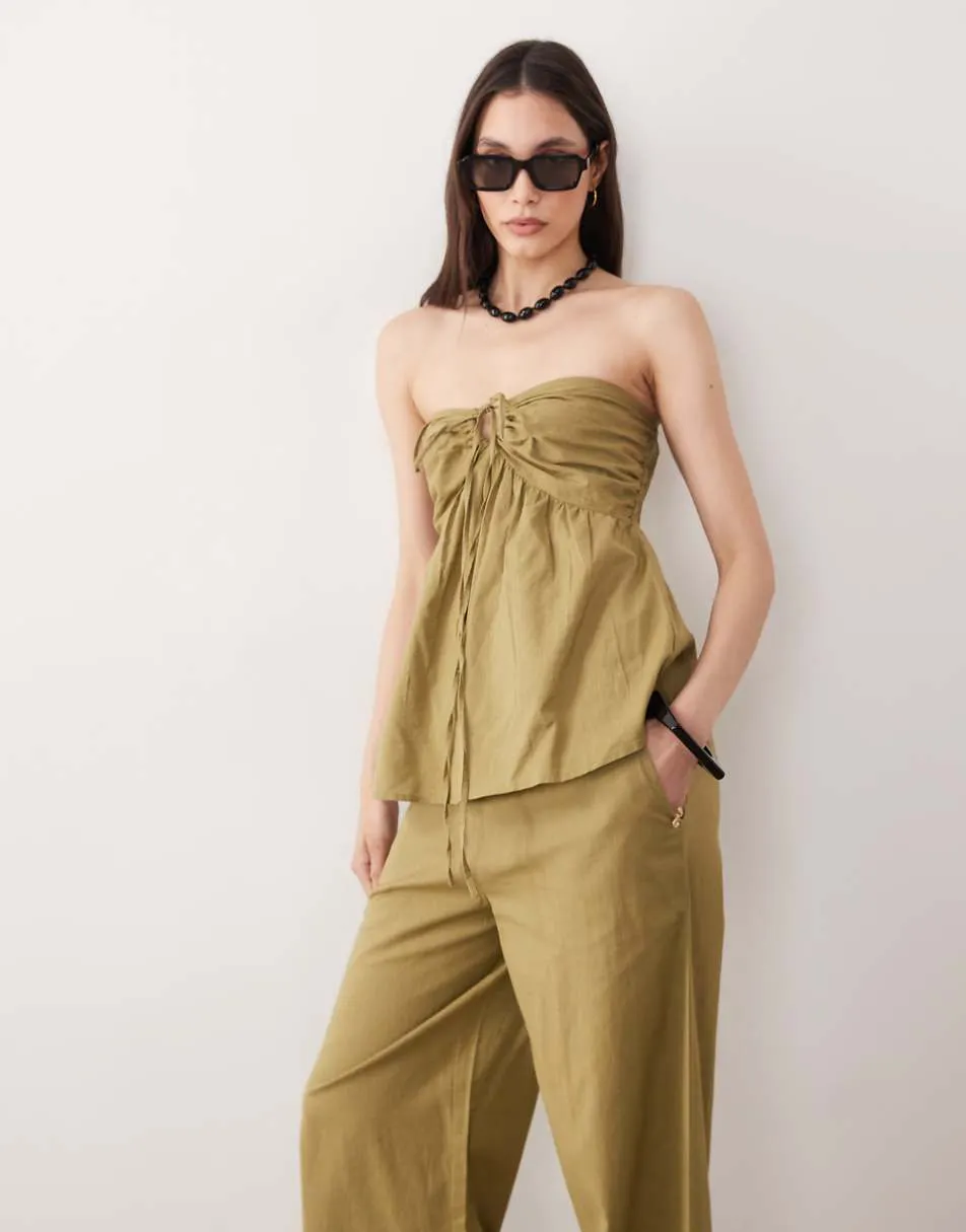Esmee bandeau beach top co-ord in light green