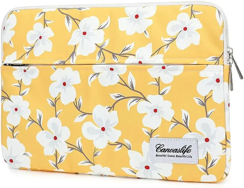 Canvaslife Laptop Sleeve 15 Inch 15 Case and 15.6 Laptop Bag (Yellow Flower)