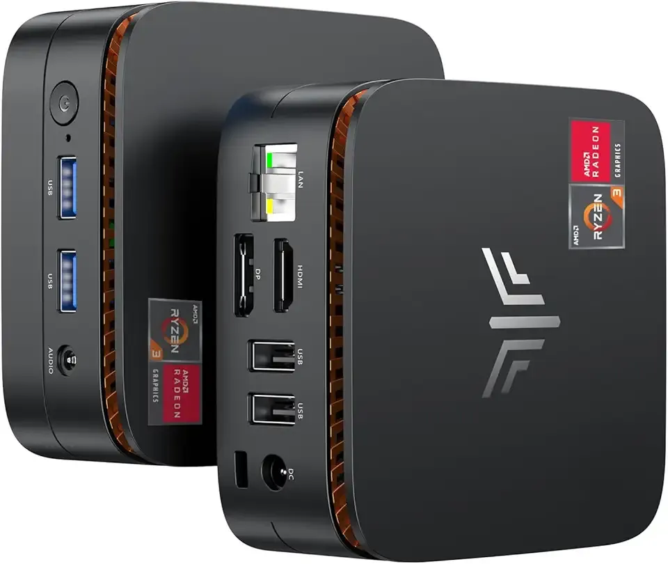 KAMRUI Essenx E1 Mini PC, AMD Ryzen 3250U (up to 3.5GHz), 8GB DDR4 RAM 256GB M.2 SSD, Mini Desktop Computer Support Dual 4K, WiFi, Ethernet for Business, Office, Home