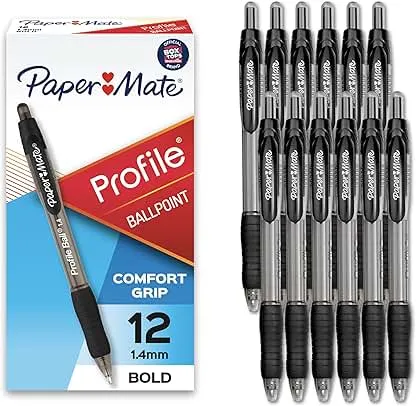 Paper Mate Profile Retractable Ballpoint Pens, Bold Point (1.…